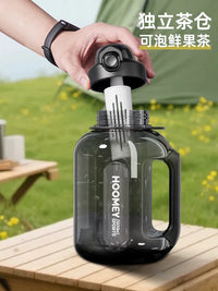 Hoomey Large Capacity Sports Water Bottle with Straw and Tea Infuser, Tritan/PC, 1.8L/2.6L