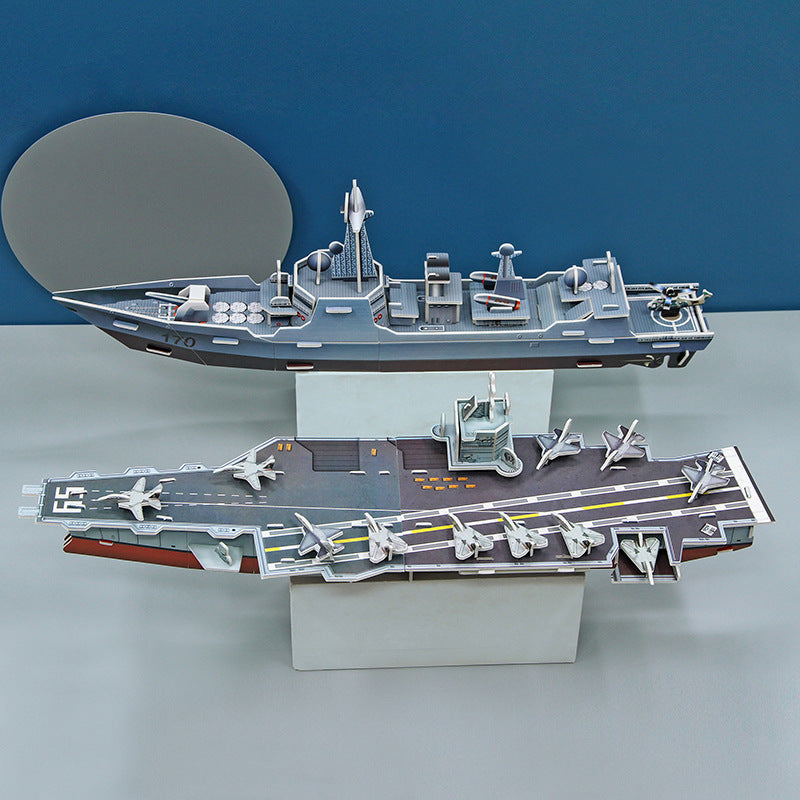 3D Puzzle Aircraft Carrier Destroyer Ship Model DIY Educational Toy for Kids