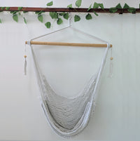 INS Style Nordic Cotton Rope Hammock Chair with Tassels for Indoor Outdoor Balcony
