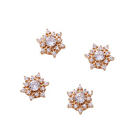 Gold-Plated Snowflake Zircon Flower Core Charms for DIY Hairpins Earrings Tassels