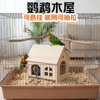 Wooden Bird House for Parrots, Budgies, Cockatiels - Hideaway and Warm Sleeping Nest - All Seasons