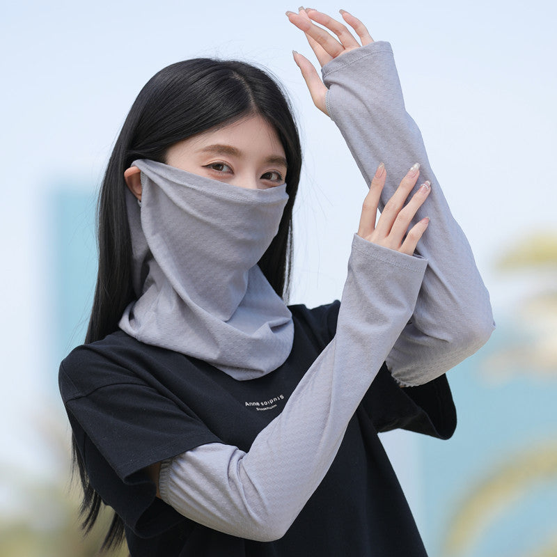 UV Protection Face Mask and Arm Sleeves Set for Outdoor Activities