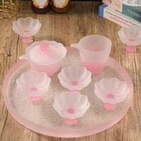 Pink Frosted Glass Kung Fu Tea Set for Women, Heat-Resistant Gaiwan, Gongdao Cup, and Teacups