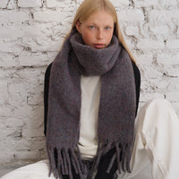 Wool Blend Colorful Flecked Scarf for Women, Thickened Korean Style Soft Solid Color Neck Warmer