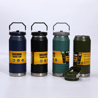 Large Capacity 304 Stainless Steel Insulated Water Bottle with Handle and Straw for Travel, Hiking, and Sports