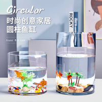 Thickened Cylindrical Glass Fish Tank / Vase for Hydroponics and Home Decor
