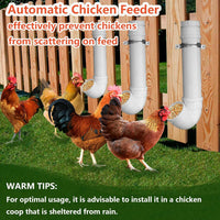 Automatic PVC Pipe Chicken Feeder System with Anti-Rat Hanging Cover for Poultry Coops