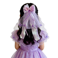 Girls' Princess Veil Hair Clip with Bow and Crown for Birthday Parties