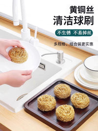 Brass Wire Scrubber for Kitchen Cleaning, Non-Shedding Pot and Dish Scrubber