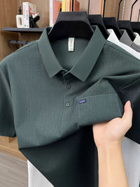 Men's Ice Silk Polo Shirt for Seniors, Breathable Short Sleeve Top