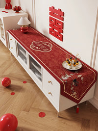 Wedding Table Runner with Tassels for Dining Table Coffee Table TV Cabinet