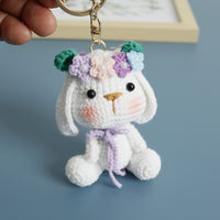 Handmade Crocheted Bride Rabbit Doll Keychain Charm