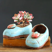 Ceramic Shoe-Shaped Succulent Planter Pot, Small Creative Thumb Pot for Mini Plants