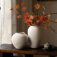 Qingsheng New Chinese Ceramic Vase for Living Room Entryway Decor, Wabi-Sabi Style Handmade Desktop Flower Arranger