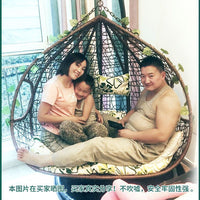 Outdoor Indoor Wicker Swing Chair with Stand, Hanging Egg Chair Hammock for Balcony Patio Garden