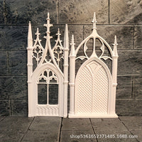 Dollhouse Miniature Gothic Window Model for Anime Scenes and DIY Crafts