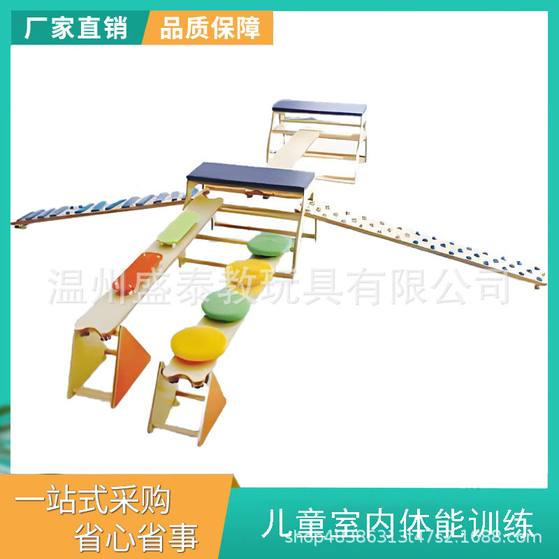 Kids Indoor Climbing Frame and Slide Set for Early Education and Sensory Training