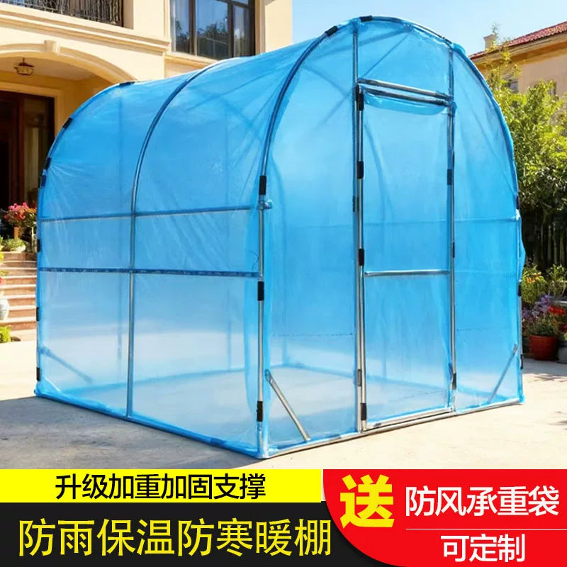 Heavy-Duty Greenhouse Kit with Steel Frame and Insulated Plastic Film for Plants