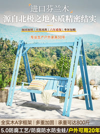 Solid Wood Outdoor Swing Chair with Canopy for Patio Garden