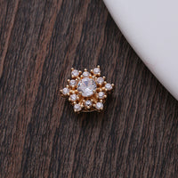 Gold-Plated Snowflake Zircon Flower Core Charms for DIY Hairpins Earrings Tassels