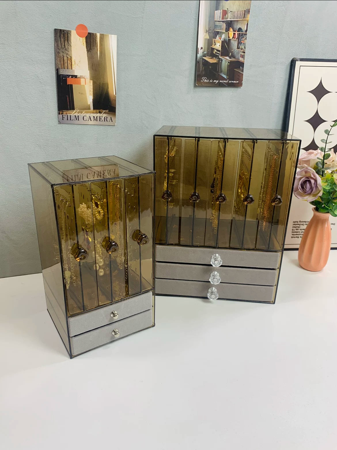 Large Capacity Jewelry Box Organizer with Display Stand for Earrings Necklaces Bracelets