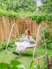 Purple Leaf Garden Swing Chair for Balcony Villa Terrace Outdoor Patio Double Single Person Swing Seat