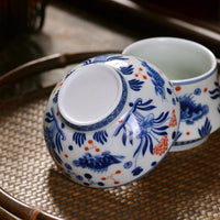 Jingdezhen Vintage Blue and White Porcelain Fish and Algae Pattern Tea Strainer Ceramic Tea Filter