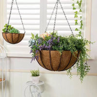 Rustic Woven Hanging Basket for Dried Flowers & Decor - Iron Frame