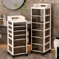 Waterproof Bathroom Storage Cabinet with Drawers and Wheels, Multi-layer Floor Standing Organizer Cart