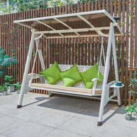 Outdoor Patio Swing Chair with Aluminum Alloy Frame and Solar Light, Garden Villa Sunshade Rocking Chair