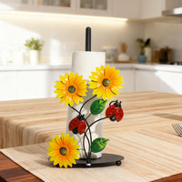 Wrought Iron Sunflower Paper Towel Holder for Kitchen and Living Room Decor