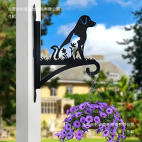 Modern Dog Silhouette Metal Plant Hanger Bracket for Outdoor Wall Decor, Flower Pots, and Lanterns