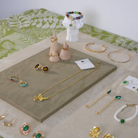 Jewelry Display Stand Beige Velvet Necklace Ring Holder Showcase Prop