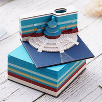 3D Paper Sculpture Art Calendar Memo Pad with Tear-Off Architectural Design and Display Box