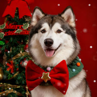 Pet Christmas New Year Scarf and Hat Set for Large Dogs