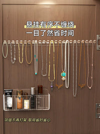 Necklace Storage Rack Behind the Mirror Cabinet Door, Bracelet and Earring Row Hooks, Anti-Tangle Wall-Mounted Jewelry Display Rack