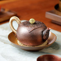 Handcrafted Copper Teapot for Brewing and Boiling Water, Vintage Style Kettle for Kung Fu Tea, Outdoor and Home Use