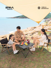 Portable Outdoor Camping Table and Chair Set - Foldable Egg Roll Table with 2 Moon Chairs for Picnic and Travel