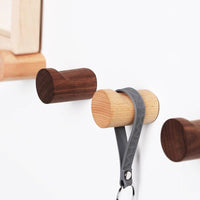 Creative Minimalist Wooden Wall Hooks - Nordic Walnut & Beech Wood Coat Hangers for Entryway & Doors