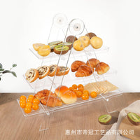 3-Tier Acrylic Rectangular Serving Tray Stand for Parties and Display, Foldable