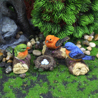 Miniature Simulation Bird Figurine with Nest, Resin Craft Animal Ornament for Garden & Home Decor
