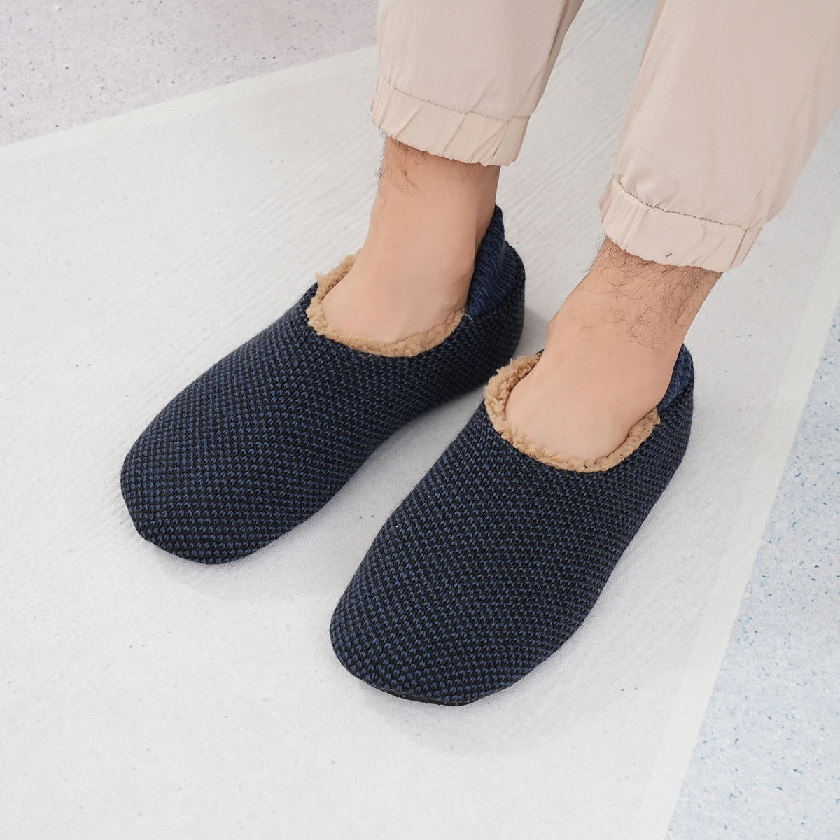 Men's Winter Warm Fleece Lined Non-Slip Indoor Slipper Socks
