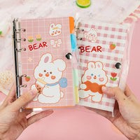 Cartoon Rabbit Loose-Leaf Notebook with Stickers, PVC Cover, Cute Journal for Students and Office