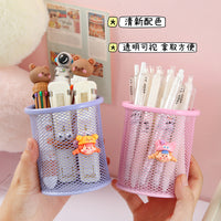 Creative Metal Mesh Round Hollow Pen Holder for Desk Organization