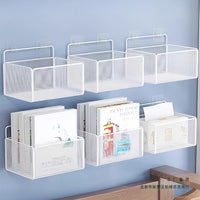 Wall-Mounted Storage Basket Shelf for Dormitory Bedsides, Punch-Free Organizer