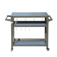 Portable Outdoor Camping BBQ Prep Table with Wheels and Stainless Steel Top
