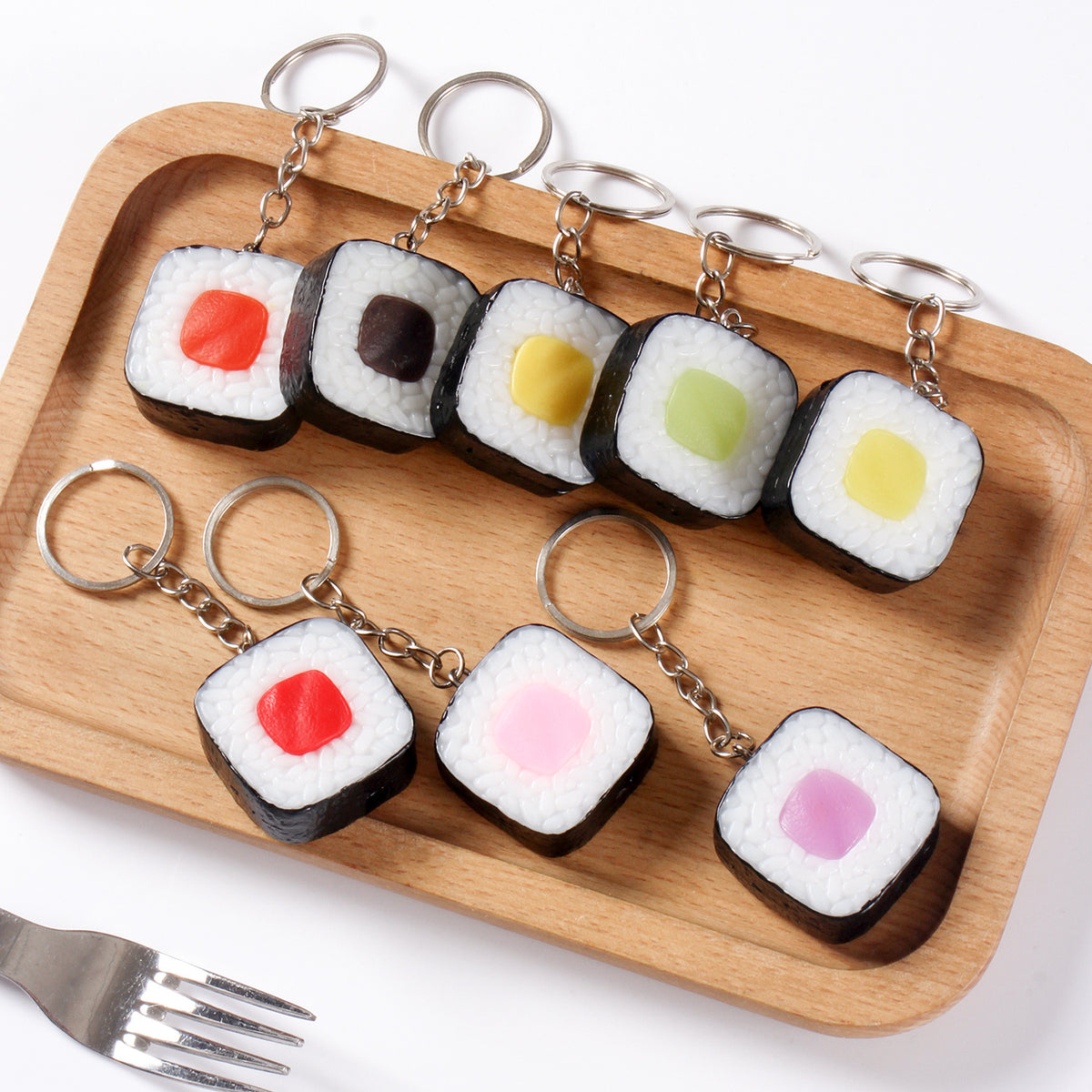 Realistic Japanese Sushi Rice Ball Keychain Pendant Food Model Toy