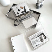 Transparent M5 3-Fold Loose-Leaf Journal with 3-inch Kpop Photocard Storage and DIY Diary Function