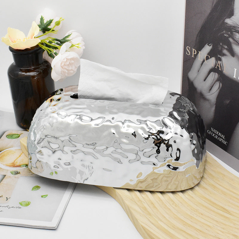 New Electroplated Tissue Box for Home Living Room Desktop Creative Tissue Storage European Retro Baby Wet Wipe Dispenser