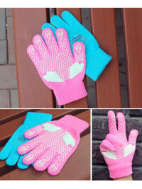 Girls' Figure Skating Gloves with Snowflake Rhinestones and Anti-Slip Grip for Training & Performance